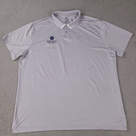 Nike Polo Shirt Mens XXL Gray Golf Legacy Financial Embroidery Dri-Fit‎ - Picture 1 of 13